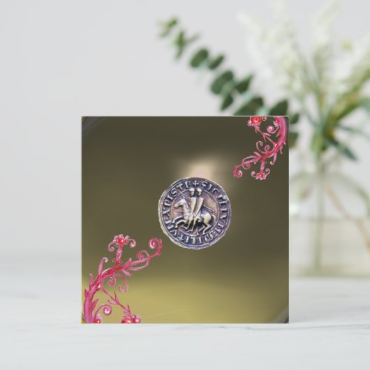 SIEGEL DER KNIGHTS TEMPLAR AGE grau Einladung (Stehend Vorderseite)