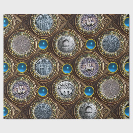 SIEGEL DER KNIGHTS TEMPLAR Blue Saphir Gems Geschenkpapier (Flach)