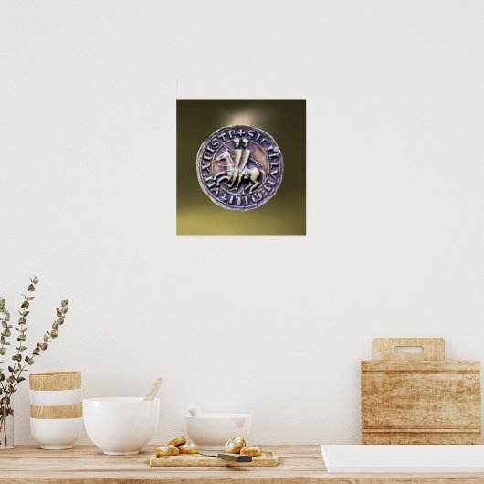 SIEGEL DER KNIGHTS TEMPLAR Edelstein grau Poster (Küche)
