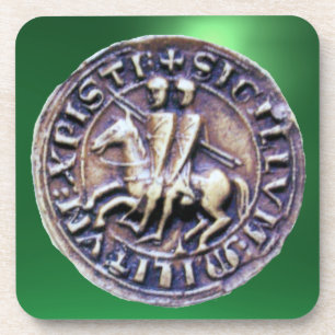 SIEGEL DER KNIGHTS TEMPLAR Edelstein grün Getränkeuntersetzer