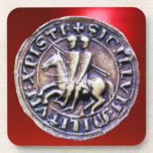 SIEGEL DER KNIGHTS TEMPLAR Edelstein Rot Getränkeuntersetzer (Vorderseite)