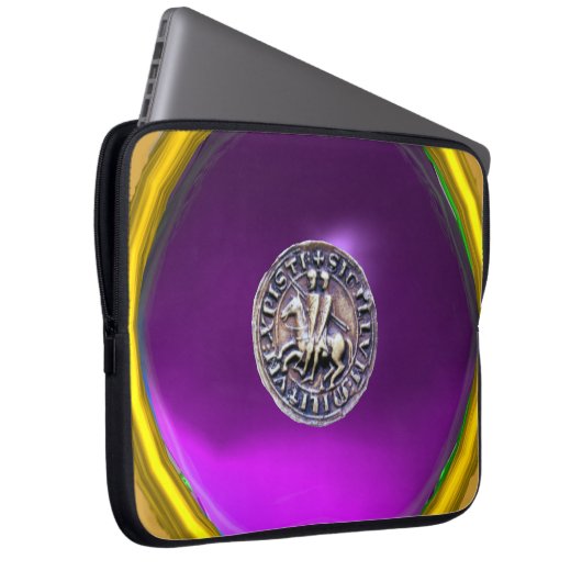 SIEGEL DER KNIGHTS TEMPLAR Graue Edelstein lila Laptopschutzhülle (Vorne Rechts)