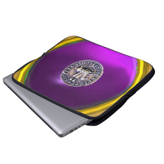 SIEGEL DER KNIGHTS TEMPLAR Graue Edelstein lila Laptopschutzhülle (Vorne Knopf)