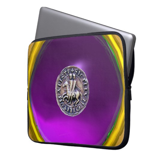SIEGEL DER KNIGHTS TEMPLAR Graue Edelstein lila Laptopschutzhülle (Vorderseite Links)