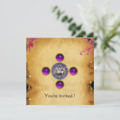 SIEGEL DER KNIGHTS TEMPLAR lila Einladung (Stehend Vorderseite)