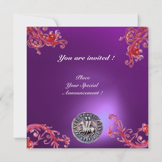 SIEGEL DER KNIGHTS TEMPLAR lila grau Einladung (Rückseite)