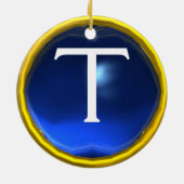 SIEGEL DER KNIGHTS TEMPLAR MONOGRAM blau Keramik Ornament (Hinten)