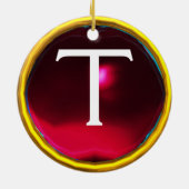 SIEGEL DER KNIGHTS TEMPLAR MONOGRAM Edelweinburgun Keramik Ornament (Hinten)