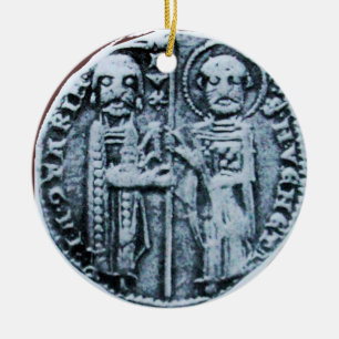 SIEGEL DER KNIGHTS TEMPLAR MONOGRAM lila Keramik Ornament