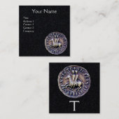 SIEGEL DER KNIGHTS TEMPLAR MONOGRAMM Black Paper Quadratische Visitenkarte (Vorne/Hinten)