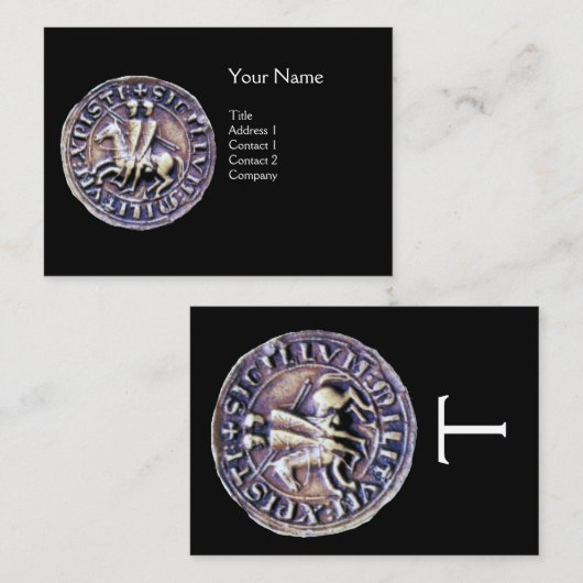 SIEGEL DER KNIGHTS TEMPLAR MONOGRAMM Gold Visitenkarte (Vorne/Hinten)