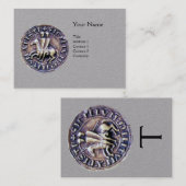 SIEGEL DER KNIGHTS TEMPLAR MONOGRAMM Graues Papier Visitenkarte (Vorne/Hinten)