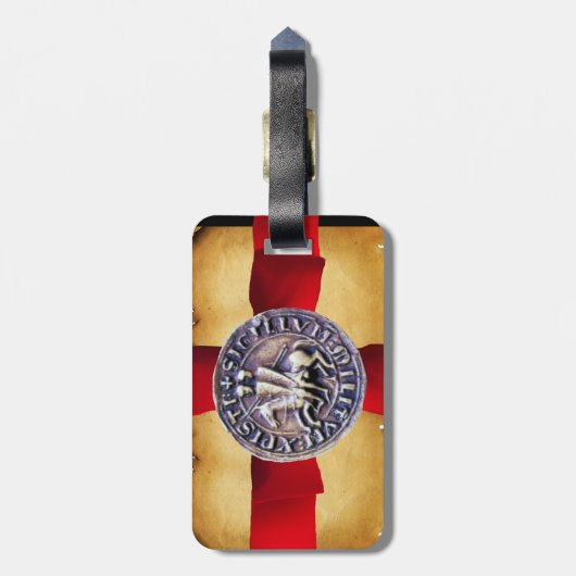 SIEGEL DER KNIGHTS TEMPLAR Pergament GEM blau Gepäckanhänger (Rückseite vertikal)