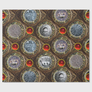 SIEGEL DER KNIGHTS TEMPLAR Red Ruby Gems Geschenkpapier