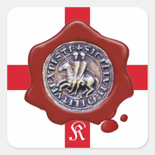 SIEGEL DER KNIGHTS TEMPLAR, Red Wax Monogramm Quadratischer Aufkleber (Vorderseite)