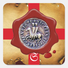 SIEGEL DER KNIGHTS TEMPLAR, Red Wax Monogramm Quadratischer Aufkleber