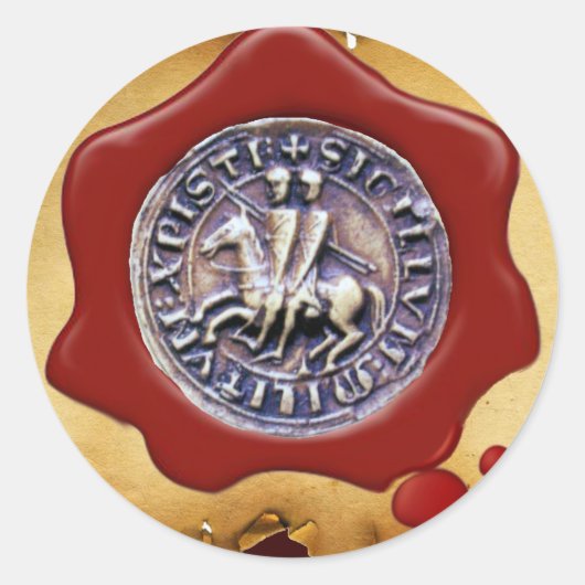 SIEGEL DER KNIGHTS TEMPLAR, Red Wax, Pergament Runder Aufkleber (Vorderseite)