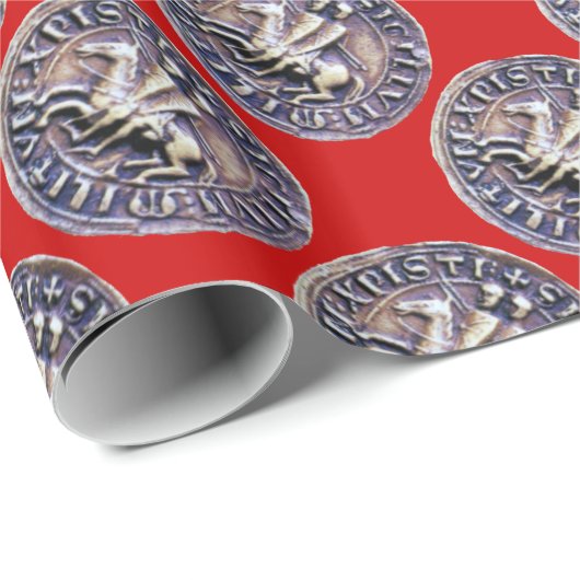 SIEGEL DER KNIGHTS TEMPLAR rot Geschenkpapier (Rolleneckpunkt)