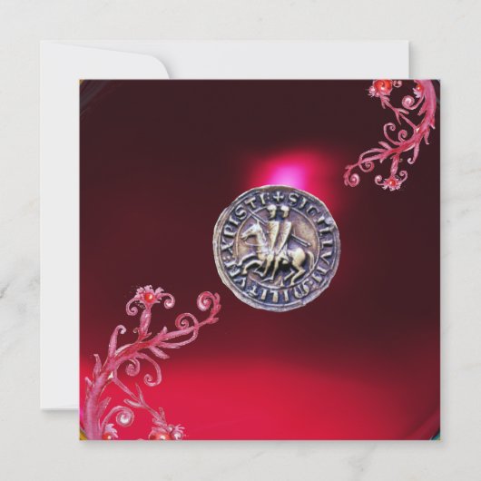SIEGEL DER KNIGHTS TEMPLAR Ruby Rot Bordeaux Einladung (Vorderseite)