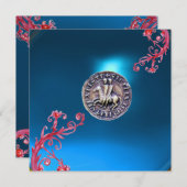 SIEGEL DER KNIGHTS TEMPLAR Saphir blau Einladung (Vorne/Hinten)