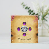 SIEGEL DER KNIGHTS TEMPLAR TAU Juwel lila Einladung (Stehend Vorderseite)