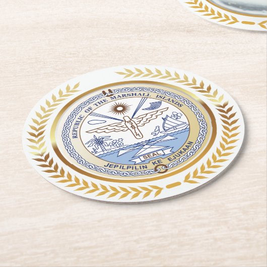 Siegel der Marshallinseln Runder Pappuntersetzer (Angewinkelt)