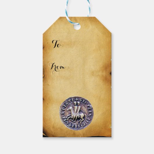 SIEGEL DER NIGHTS TEMPLAR Monogramm Pergament Geschenkanhänger (Vorderseite)