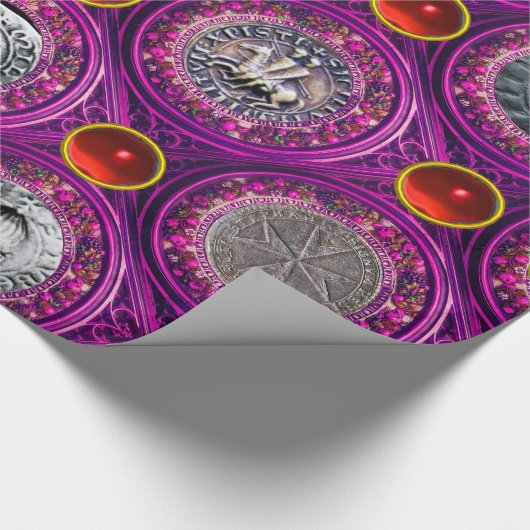 SIEGEL der RITTER TEMPLAR lila roten karminroten Geschenkpapier (Ecke)