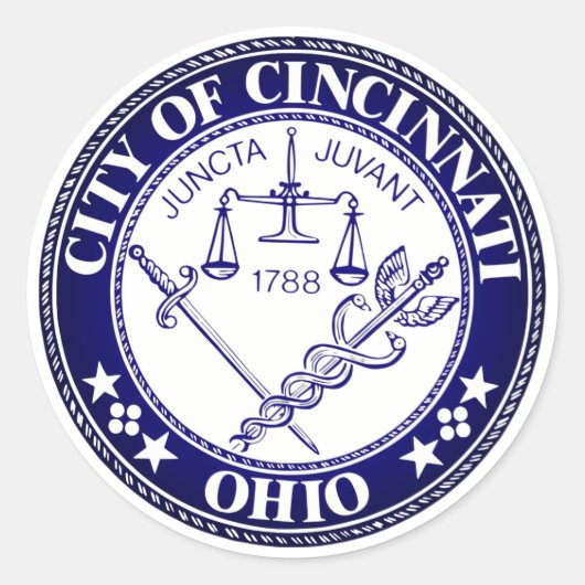 Siegel der Stadt Cincinnati, Ohio Runder Aufkleber (Vorderseite)