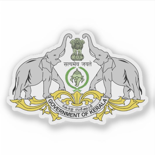 Siegel des Kerala-Staat, Indien Aufkleber (Vorderseite)