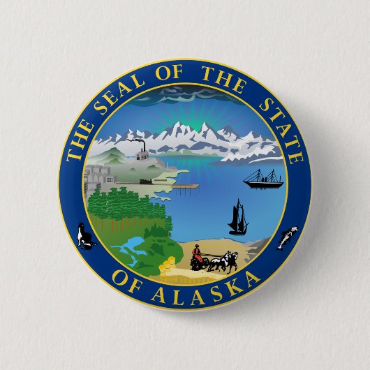 Siegel des Staat Alaska USA Button (Vorderseite)