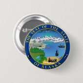 Siegel des Staat Alaska USA Button (Vorne & Hinten)