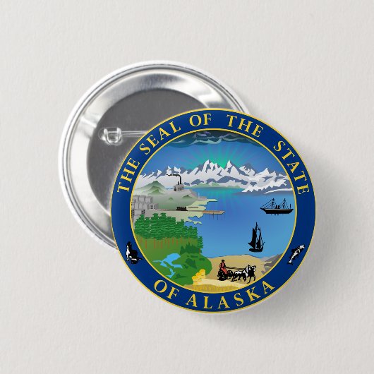 Siegel des Staat Alaska USA Button (Vorne & Hinten)