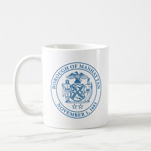 Siegel des Stadtbezirks Manhattan, NYC Coffee Tass Kaffeetasse (Links)