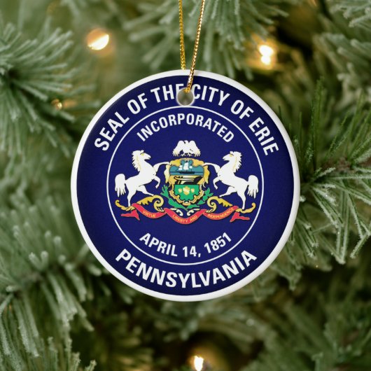 Siegel Erie, Pennsylvania Keramik Ornament (Baum)