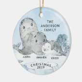 Siegel Familie zu 3 Weihnachten Keramik Ornament (Links)