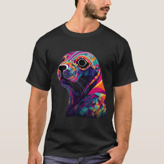 Siegel Farbige Geometrische Pop Meer Ozean Tier T-Shirt