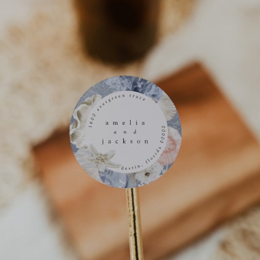 Siegel für Anschriften am Strand Runder Aufkleber