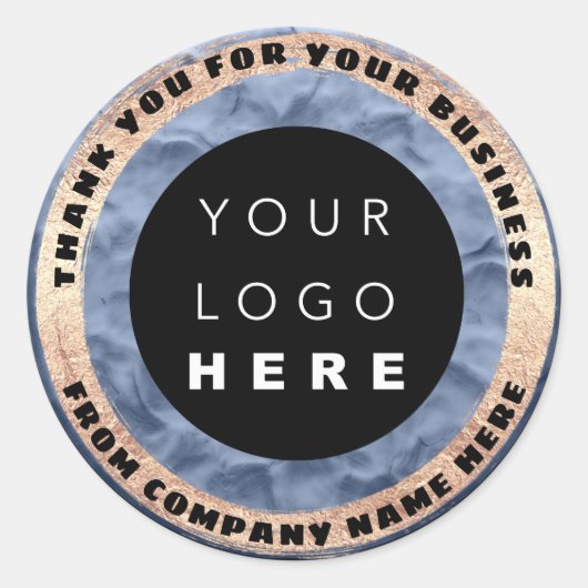 Siegel für benutzerdefinierte Logo Golden Blue Log Runder Aufkleber (Vorderseite)