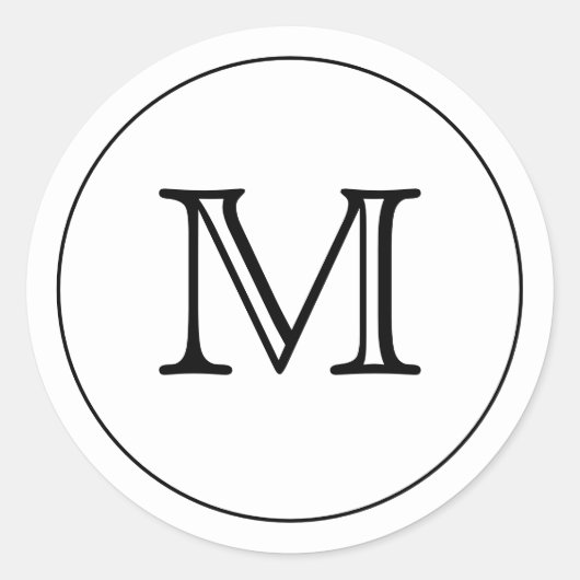 Siegel für benutzerdefinierte, schwarze Monogramm- Runder Aufkleber (Vorderseite)