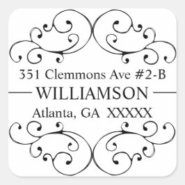 Siegel für die Rücksendeadresse des Whimsical Swir Quadratischer Aufkleber