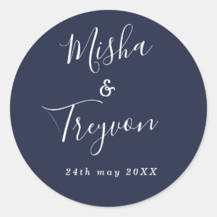 Siegel für einfache Navy-Typografie-Gastgeschenk H Runder Aufkleber