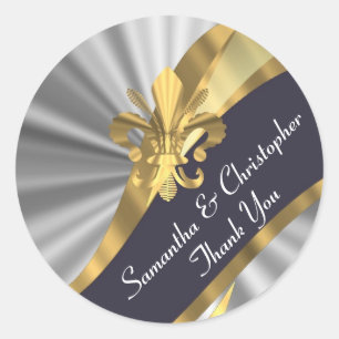 Siegel für Hochzeiten in Silber, Gold und Schwarz Runder Aufkleber