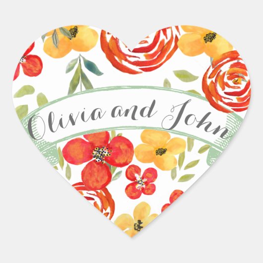 Siegel für Hochzeitsfeiern Herz-Aufkleber (Vorderseite)