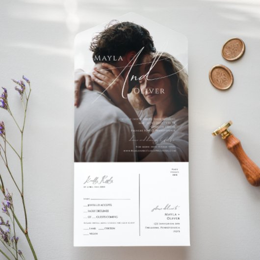 Siegel für Lässiges Foto mit Whimsikschrift und Se All In One Einladung