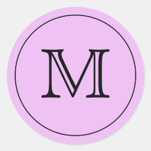 Siegel für lila Schwarze Monogramm-Buchstaben mit Runder Aufkleber