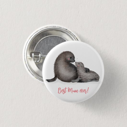 Siegel für Mutter und Kind "Best mum ever" Abzeich Button (Vorne & Hinten)