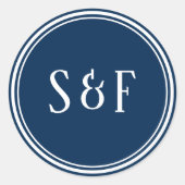 Siegel für Navy-Blau-Monogramm-Umschlag Runder Aufkleber (Vorderseite)