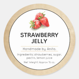 Siegel für Strawberry Jam oder Jelly Canning Jar Runder Aufkleber