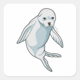 Siegel im Schwimmen Quadratischer Aufkleber